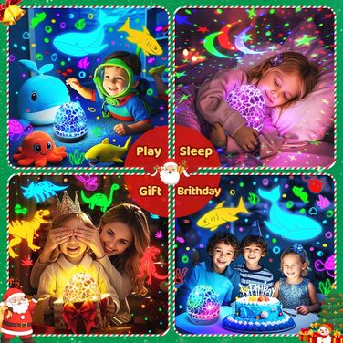 Нічник Staryou Зоряне небо Проектор для дітей, 15 музичних нічників-іграшок-динозаврів, 3 фільми 31 колір лампи-динозавра, пульт дистанційного керування яскравість таймер яйце-динозавра, хлопчик 4 роки, ідея подарунка, білий