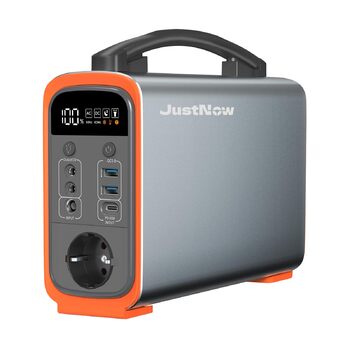 Портативна електростанція JustNow 240 Вт/240 Втгод, мобільний накопичувач енергії LiFePO4 з виходом AC/DC/USB/PD 60 Вт, сонячний генератор для кемпінгу, використання на свіжому повітрі, для автофургонів, надзвичайних ситуацій, резервного копіювання вдома