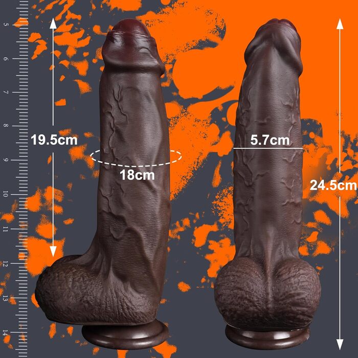 Великий анальний фалоімітатор Leyuto, силікон, XXL, з присоском, 24,5 см