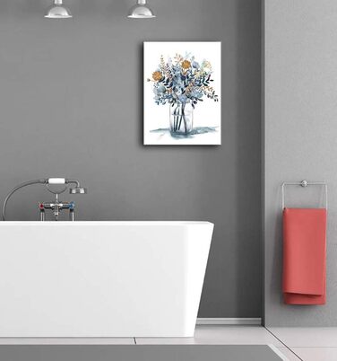 Квіти настінне мистецтво Акварель Морські квіткові картини Прикраса стін Квітка на скляному полотні Живопис на полотні Блакитні бо