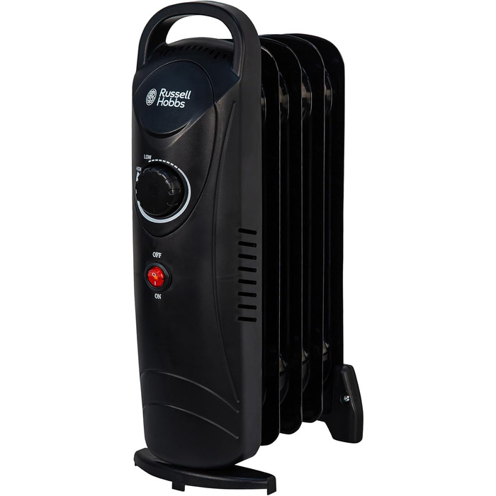 Вт, масляний портативний електричний обігрівач, 5 ребер, чорний, регульований термостат, захисне відключення, площа кімнати 10 м, 3001, 650