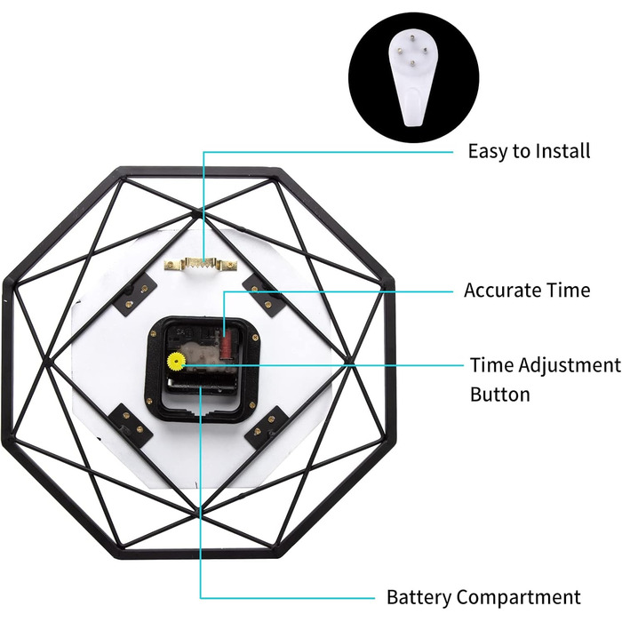 Настінний годинник VIVILINEN без цокання кований настінний годинник МДФ сучасний кварцовий годинник на батарейках безшумний для ві
