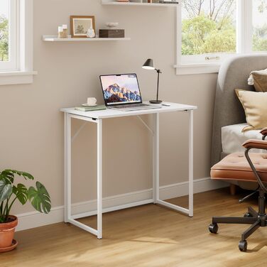 Складаний стіл Dripex, Складаний стіл 80 x 46 x 74 см, Невеликий складний комп&39ютерний стіл, Компактний стіл для домашнього офісу, кабінету, ПК (Білий - Потрібне складання)