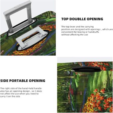 Чохол для валізи Весняний тюльпан з принтом, еластичний захист від подряпин та пилу, чорний, розмір 85