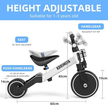 В 1 дитячий триколісний велосипед-балансир від 1 року, дитячі триколісні велосипеди-балансири з регульованим по висоті сидінням дл