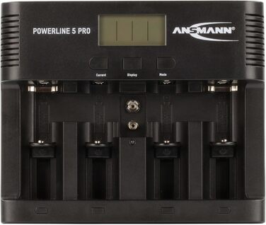 Зарядний пристрій ANSMANN для акумуляторів AA/AAA/C/D/9V NiMH - Зарядний пристрій з 5 програмами заряджання заряджання, розряджання, тестування, оновлення, швидке заряджання USB - Powerline 5 Pro 2 акумулятори Baby C ємністю 2500 мАг, включаючи 2 акумулят