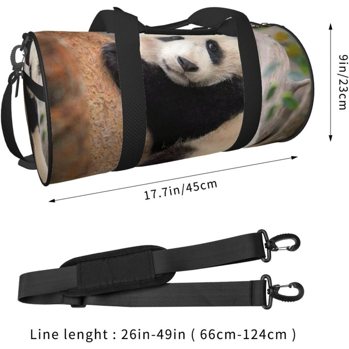 Спортивна сумка, дорожня сумка, милий принт панди, сумка для ночівлі, чорна, універсальний розмір, сумка для подорожей