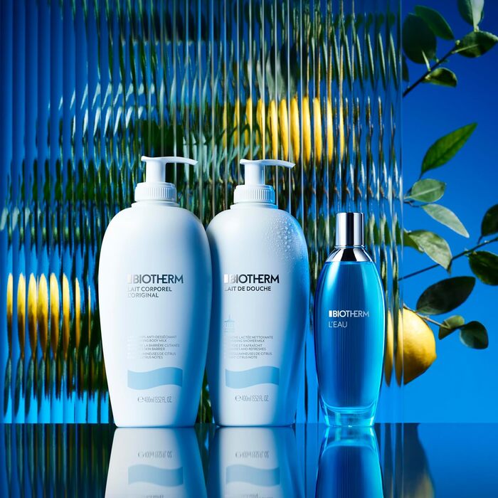 Туалетна вода Biotherm L&39Eau, освіжаючий та зволожуючий спрей для тіла для жінок з фруктовими нотками апельсина, мандарина та бергамоту, 100 мл