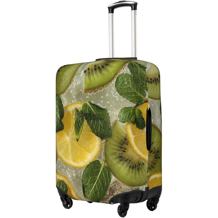 Чохол для валізи Лимон та Ківі з принтом, еластичний захист від подряпин та пилу, чорний, розмір 95