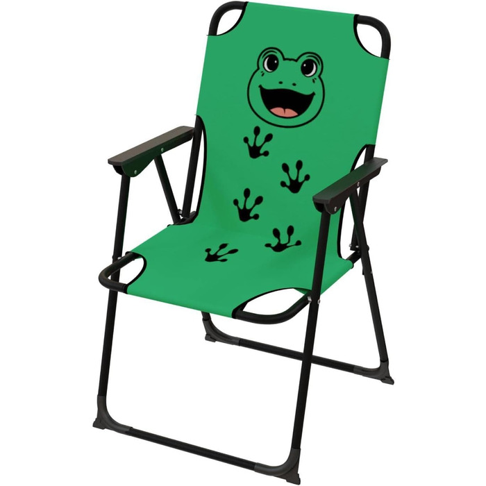 Дитячий кемпінговий стілець, складний кемпінговий стілець, кемпінговий стілець для кемпінгу на відкритому повітрі, складний, макс. 100 кг, сталь з порошковим покриттям, малюнок у формі тварин, зелений