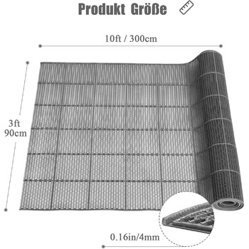 Протиковзкий дренажний килимок Nisorpa 300x90 см, протиковзкі килимки, дренажні мати, гумові килимки товщиною 4 мм, килимки для підлоги для комерційного використання на кухнях, у ресторанах, ванних кімнатах, басейнах, коридорах, вологих приміщеннях та сау