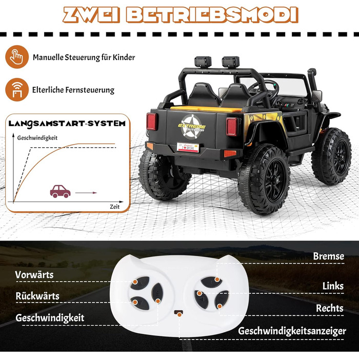 Дитячий електромобіль COSTWAY 12V з пультом дистанційного керування 2.4G, дитячий автомобіль з музикою, звуковими сигналами та пош