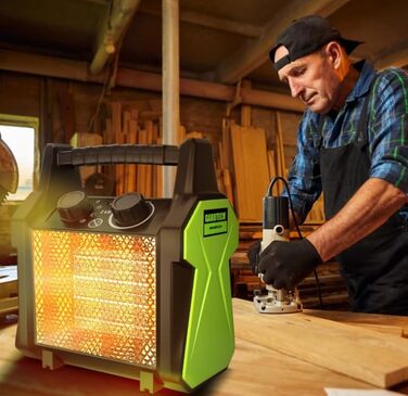 Вуличний вентилятор-обігрівач GARDTECH потужністю 2000 Вт, портативний обігрівач для теплиць із захистом від перегріву, швидконагріваючий керамічний гаражний обігрівач, електричний обігрівач для майстерні та теплиці (середній)