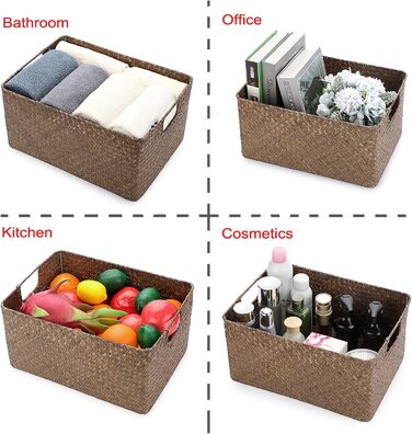 Відкритий кошик для зберігання морської трави, вітальня, стіл, декоративна коробка, плетений плетений кошик для рушників, прямокутний органайзер для зберігання у ванній кімнаті, коробка, полиці та столи, багатоцільовий медіа-органайзер для кави