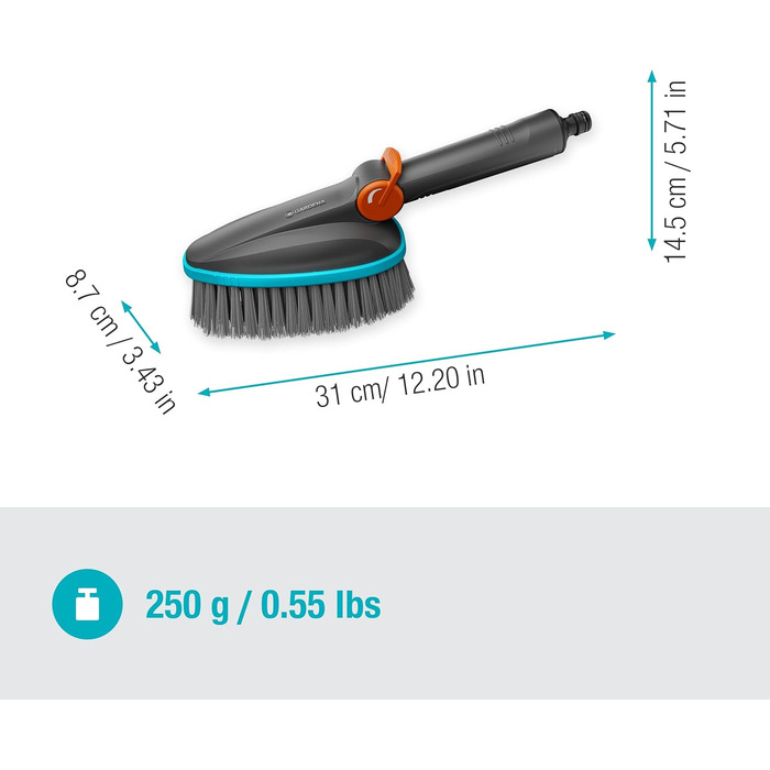 Щітка для чищення зі з'єднанням для шланга, для невеликих і чутливих поверхонь, практична робота однією рукою, з регулюванням пото