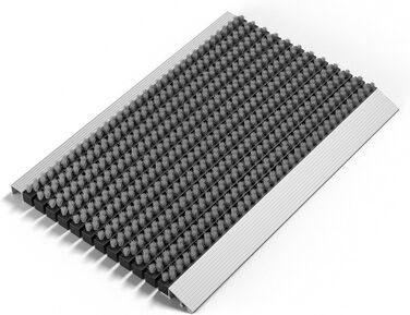 Вуличний алюмінієвий килимок для дверей зі щітками, сірий, килимок для збору бруду 50 x 80 см, вуличний килимок для дверей, алюмінієвий килимок для дверей, килимок для вулиці, скребок для взуття для входу в будинок, килимок для вулиці з щіткою, килимок дл