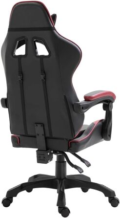 Геймерське крісло з бордової штучної шкіри з високою ергономічною спинкою, регулюванням висоти та поворотом на 360 градусів для оптимального положення сидіння, включаючи 5 нейлонових коліщаток для тихого руху. 30 x 18 x 5 см.