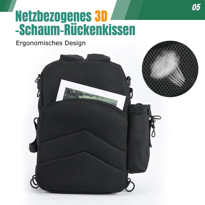 Рюкзак для рибалки Goture, рюкзак для рибальських снастей із тримачем для вудки, сумка для спорядження для морської риболовлі, сумка через плече для вулиці, чорно-чорна (збільшена версія)