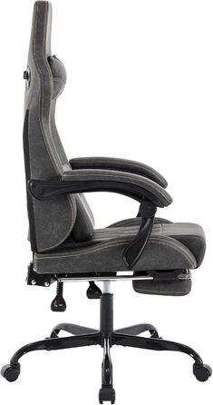 Ігрове крісло SUKIDA, ергономічне комп&39ютерне крісло з підставкою для ніг, офісне крісло з поперековою опорою, сірий колір