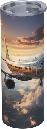 Кухоль об&39ємом 590 мл з прямою трубочкою, літаки злітають, дорожній кухоль з принтом, підходить для кемпінгу, офісу та дому.