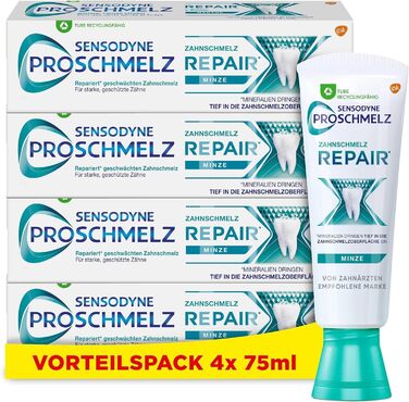 Зубна паста Sensodyne ProEnamel Repair, 4 шт. 75 мл, щоденна зубна паста з фтором, доведено, що відновлює ослаблену кислотами зубну емаль