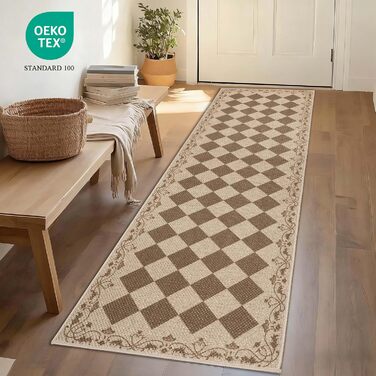 Килимова доріжка Cekene для передпокою, коричневого кольору, 80x200 см, бохо, кухонний килим, що миється, нековзний, джутова, для передпокою, кухні, коридору, спальні, 80 x 200 см, коричневого кольору