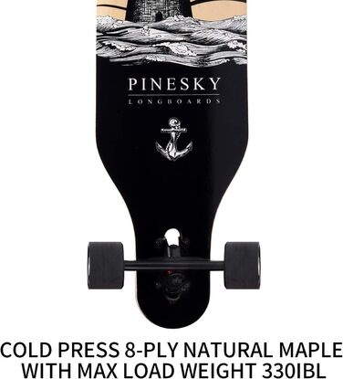 Дюймовий лонгборд скейтборд 8-шаровий з натурального клена для круїзу, карвінгу, фрістайлу та даунхілу з маячком T-Tool, 41-