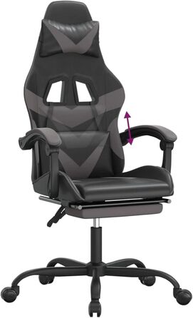 Ігрове крісло з підставкою для ніг, крісло для ПК, ігрове крісло, крісло для геймерів, крісла для домашнього офісу, крісла для ігор, крісло для PlayStation, комп&39ютерне крісло, чорно-сіра штучна шкіра