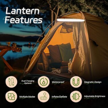 Надувні сонячні кемпінгові ліхтарі SELORSS, 86 см, складний телескопічний ліхтар, портативний світлодіодний вуличний ліхтар ємністю 2000 мАг, водонепроникний IP66 з білим світлом для кемпінгу 2 шт., хакі білий хакі, два шт.