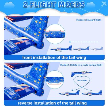 Іграшка-літак Doloowee, 3 пінопластові літаки з катапультою, іграшкова іграшка для дітей віком від 4 років, подарунок для хлопчиків та дівчаток 4, 5, 6, 7, 8, 9, 10 років, світло-блакитний
