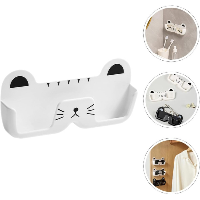 Тримач для сонцезахисних окулярів Tofficu, настінний, у формі кота, органайзер для окулярів, пластик, білий, компактний, для дому та офісу