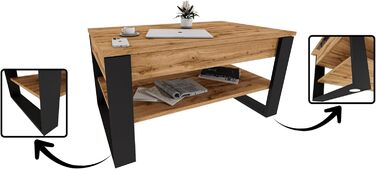 Журнальний столик з підйомною стільницею Стіл для вітальні з регульованою висотою та місцем для зберігання Сучасний чорний дубовий диванний столик Wotan з полицею та прихованим відділенням Журнальний столик для вітальні та офісу, чорний