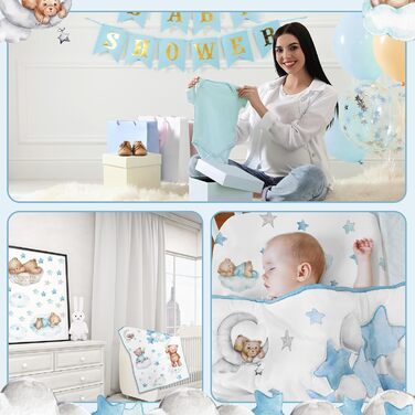 Набір постільної білизни для дитячого ліжечка Mixweer з 5 предметів, що включає тематичний ведмедик з повітряних кульок, простирад