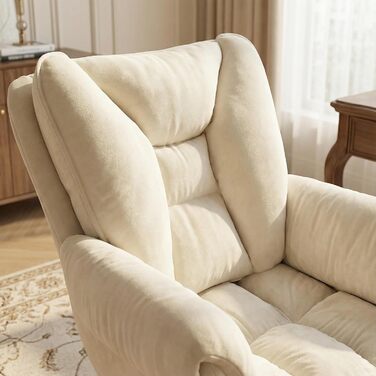 Крісло для домашнього офісу, оксамитове крісло, поворот на 360, регульована висота, ергономічне офісне крісло, крісло-косметика, обертове крісло, дихаюче, для кабінету/спальні, витримує до 120 кг (біле), 52x44x85 см