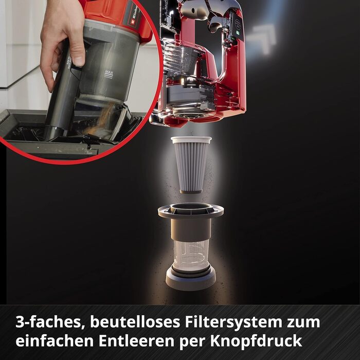 Акумуляторний стіковий пилосос Einhell TE-SV 18 Li-Solo (без акумулятора та зарядного пристрою)