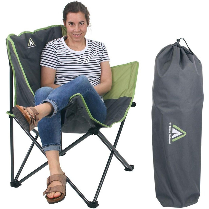 Крісло для кемпінгу 10T Jace Beechnut XXL Складаний стілець до 130 кг Стілець з підсклянником бічною кишенею