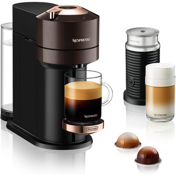 Кавова капсульна машина преміум-класу Nespresso De'Longhi ENV 120.BWAE Vertuo Next з піноутворювачем молока, коричнева