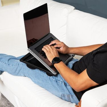 Підставка для ноутбука Комфорт - складана, з подушкою, портативна, для ліжка, гуртожитку, пластик, 37,5 x 27,9 x 18,5 см, сіра