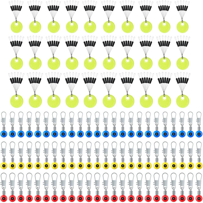 Гумові стоппери риболовля 6 в 1 стопори волосінь рибальські поплавці рибальські S/M/L 30 рибальські вертлюги із застібкою для 0,148-0,37 мм волосінні стоппери риболовля для лову форелі риболовля вертлюжок, 180 шт.