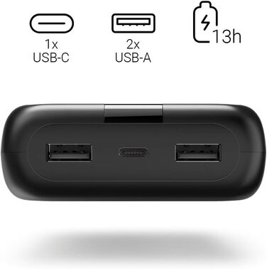 Зовнішній акумулятор з USB C 2 шт. USB A, сертифікований блок живлення, аксесуари для мобільних телефонів, планшет, блок Bluetooth тощо, портативний зарядний пристрій малий) антрацит, 24 24000mAh (