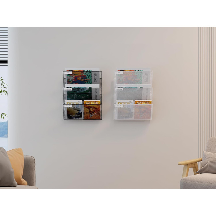 Міцний металевий тримач для журналів EasyPAG з 3 відділеннями, настінний тримач для журналів, тримач для файлів, тримач для документів, підвісний органайзер для журналів, тримач для флаєрів, диспенсер для брошур, чорний