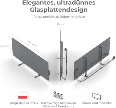 Інфрачервоний обігрівач AENO LED Smart Panel з терморегулятором, WiFi - 700 Вт інфрачервоний енергозберігаючий, настінний або окре