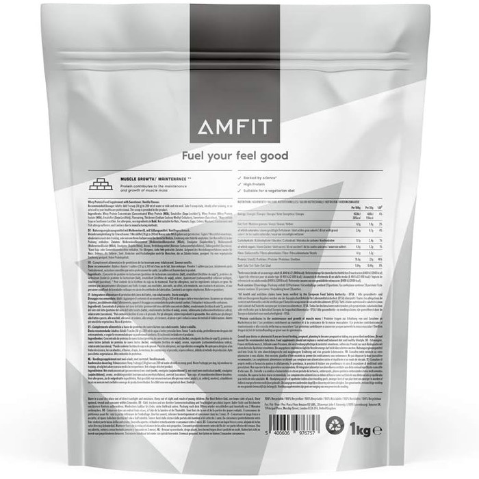 Протеїновий порошок Amfit Nutrition Whey, Ваніль, 1 кг