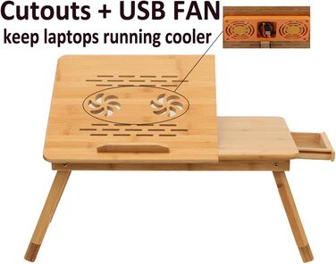 Регульований портативний стіл для ноутбука з бамбука