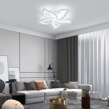 Стельовий світильник Comely LED 60W 6750LM, сучасний дизайн Пелюстка, холодне біле світло 6500K, діаметр 60 см, для вітальні, кухні та спальні