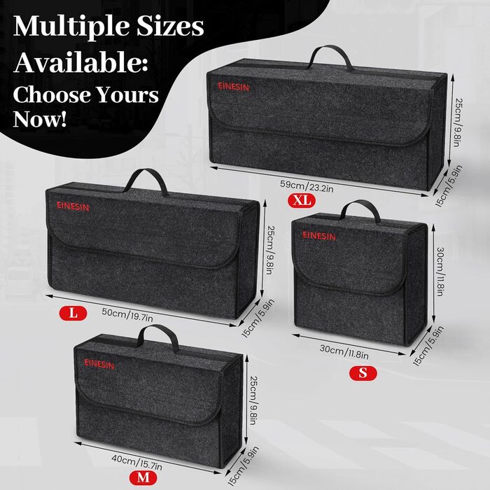 Органайзер для автомобіля Einesin, сумка для багажника з фетру з кріпленням на липучках, автоаксесуар для інструментів та автохімії, органайзер у багажник (30 * 15 * 30 см - )