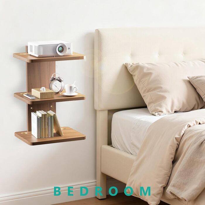 Плаваючі полиці для розважального центру WALI, витримує до 10 кг, полиця для телевізора з посиленою деревиною для DVD-програвачів, кабельних приставок, ігрових консолей, аксесуарів для телевізорів (CS201N), 1 полиця, 3 полиці