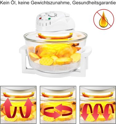 Тринтіонна галогенова піч Конвекційна піч маленька 17 літрів Галогенова конвекційна піч з конвекційним грилем з подовжувальним кільцем Галогенова піч 1400 Вт для овочів, м'яса