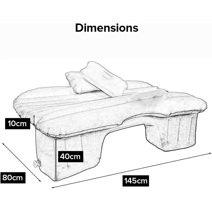 Автомобільний надувний матрац, надувне ліжко, автомобільне ліжко, спальний матрац, з електричним повітряним насосом 12 В і 3 адаптерами, швидке накачування та дефляція (чорний)