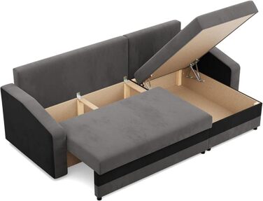 Кутовий диван з функцією сну та ящиком для зберігання Orion, Універсальний кутовий диван, L-подібний диван (ШxГxВ) 231 x 140 x 85 см, диван для вітальні, кутовий диван, сірий чорний (мікро 27 мікро 15)